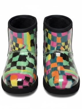 UGG Kids Multicolor Check Rain & Snow Boots - Black Trim